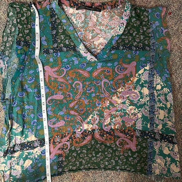 Fun2Fun Paisley Teal and VNeck Pink Short Sleeve Shirt 2XL - Picture 5 of 5